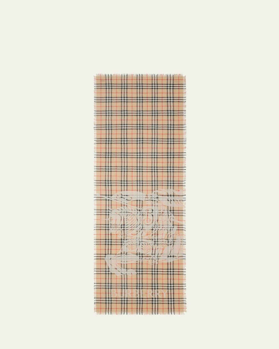 Rectangular EKD Check-Print Wool Scarf